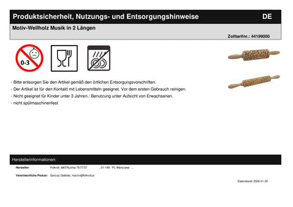 Motiv-Wellholz Musik in 2 Längen