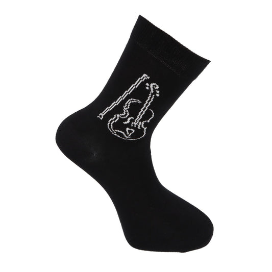 Socken mit eingewebter weißer Violine, Musik-Socken