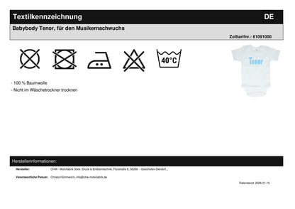 Babybody Tenor, für den Musikernachwuchs
