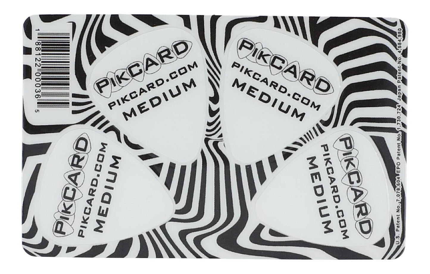 Plektrum-Karte mit 4 Plektren, Black and White Swirl
