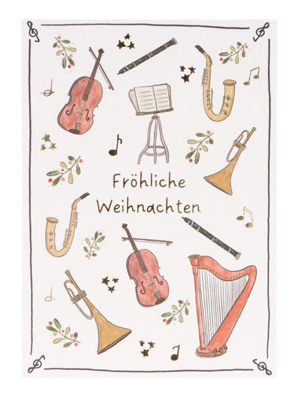 Postkarte Fröhliche Weihnachten (Instrumente)