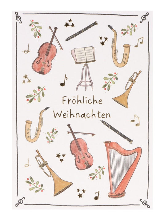 Postkarte Fröhliche Weihnachten (Instrumente)