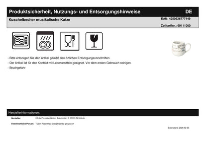 Kuschelbecher musikalische Katze