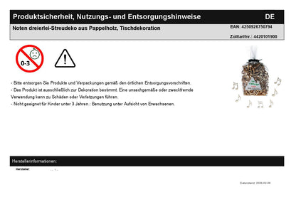 Noten dreierlei-Streudeko aus Pappelholz, Tischdekoration