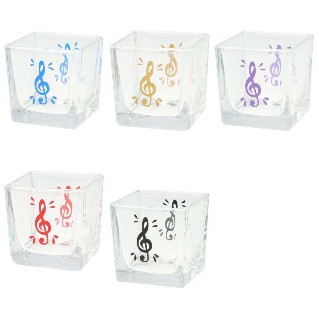 quadratisches Teelichtglas mit Violinschlüssel, Windlicht