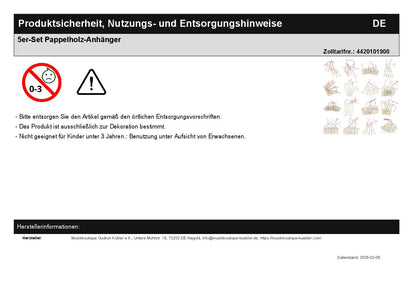 5er-Set Pappelholz-Anhänger