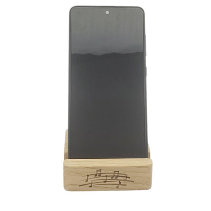 Handyhalter aus Holz mit Notenlinien