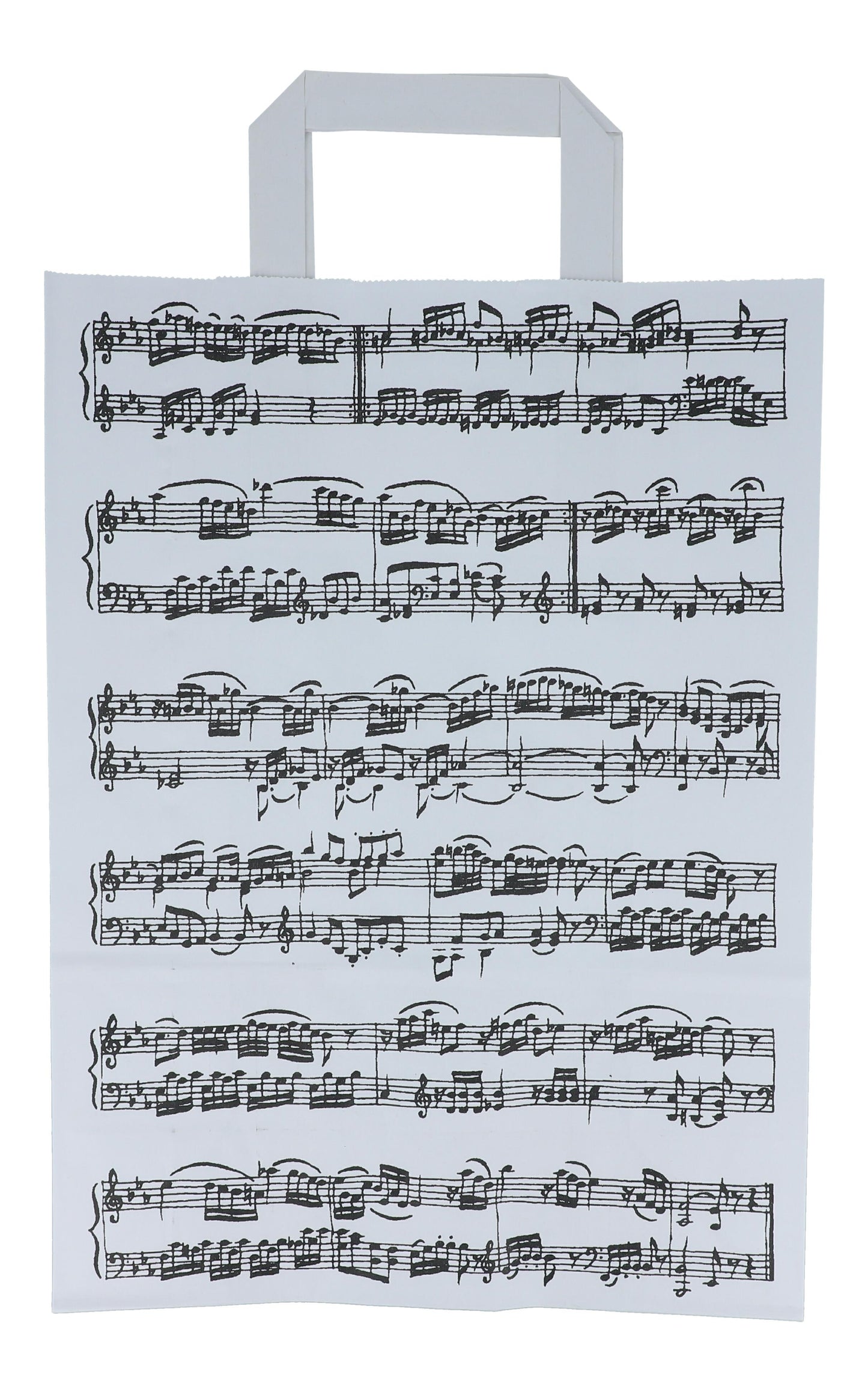 weiße Papiertragetaschen mit Notenlinien, 10 Stück