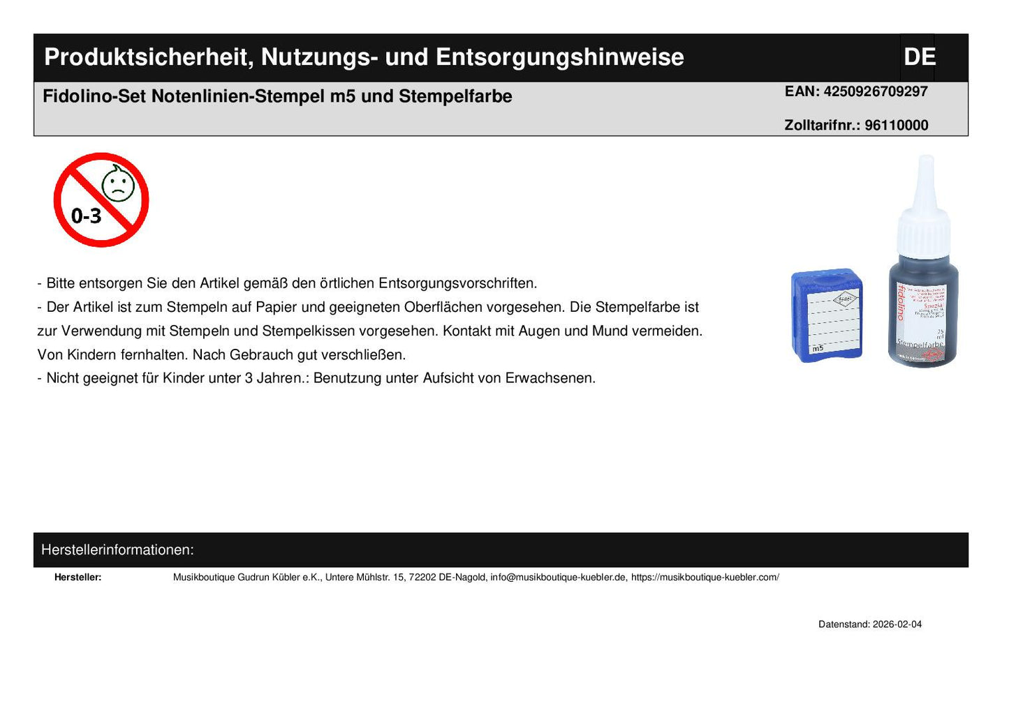 Fidolino set music line stamp m5 and stamp ink