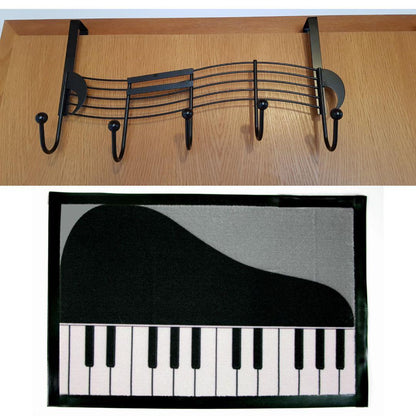 Garderobenset - Türgarderobe Noten und Fußmatte Piano