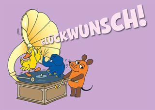 Postkarte Glückwunsch! Grammophon - Die Maus