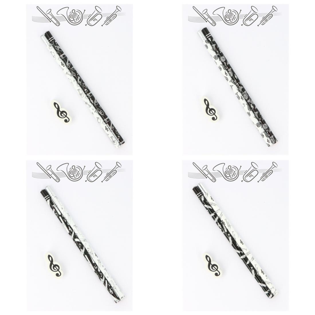 Schreibset mit Notizblock A5 "Blasinstrumente Variante 2", Bleistiften und Radiergummi