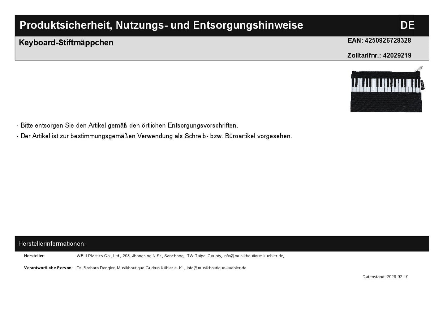Keyboard-Stiftmäppchen