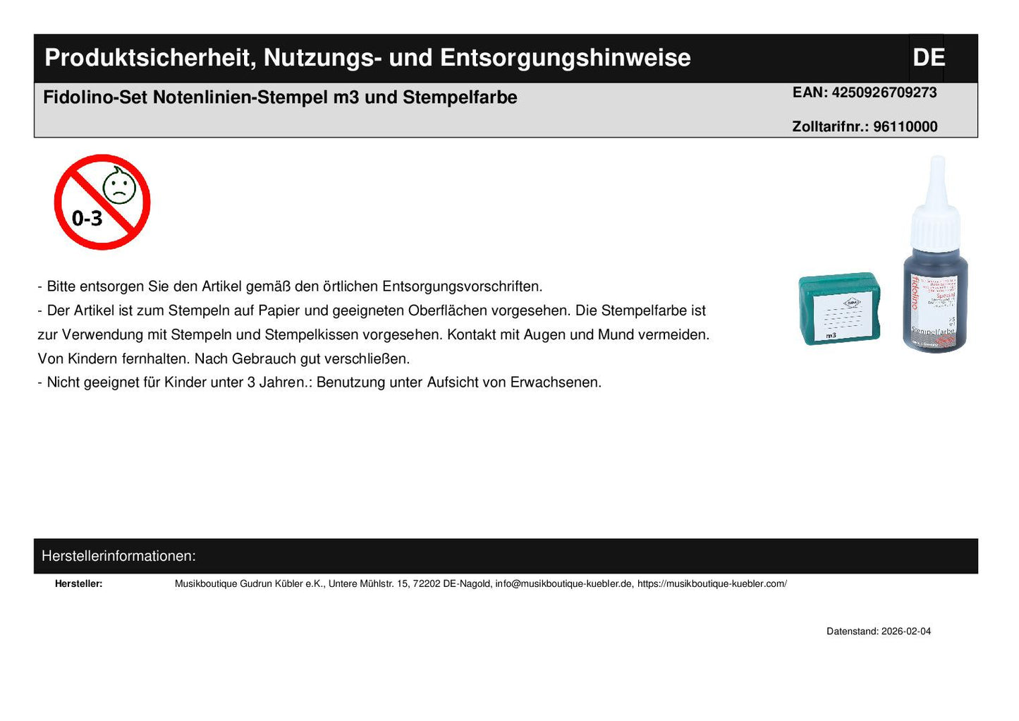 Fidolino set music line stamp m3 and stamp ink