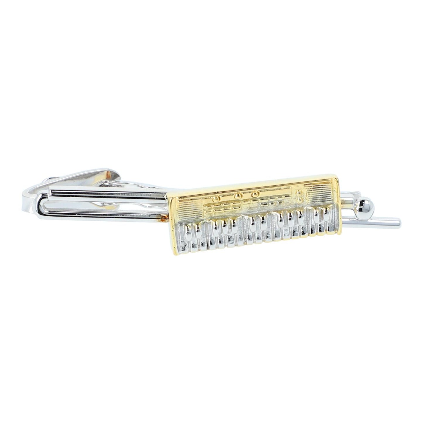 silberne Krawattenklammer mit goldenem Keyboard
