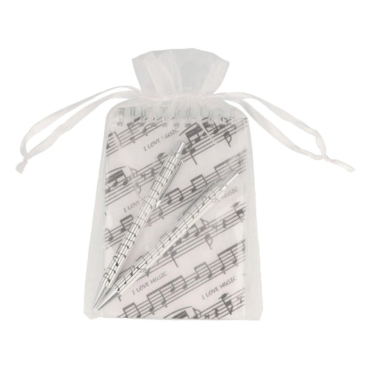 Writing set with music lines Spiral notebook, ballpoint pen and mechanical pencil with music lines