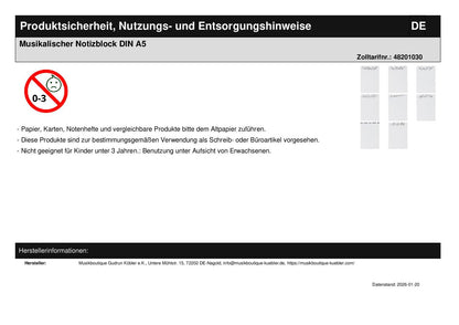 Musikalischer Notizblock DIN A5