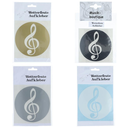 runder Violinschlüssel-Sticker in schwarz, silber, gold oder weiß