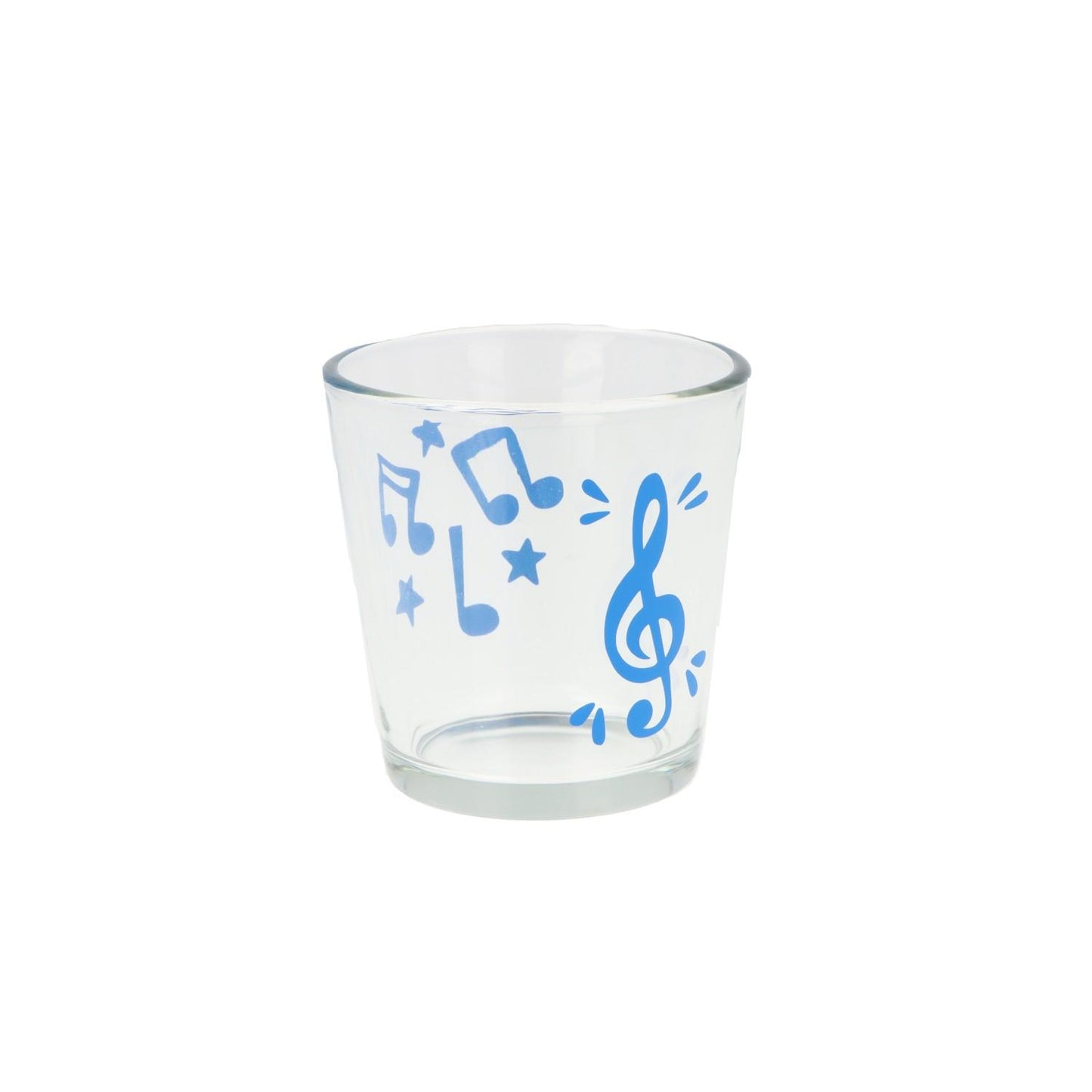Teelichtglas mit Violinschlüssel, Noten und Sterne, Windlicht