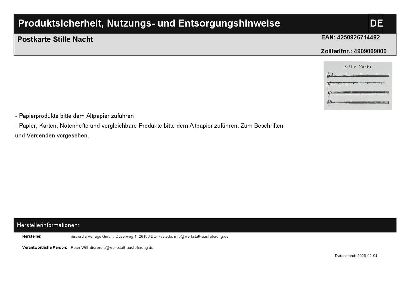 postcard Silent Night