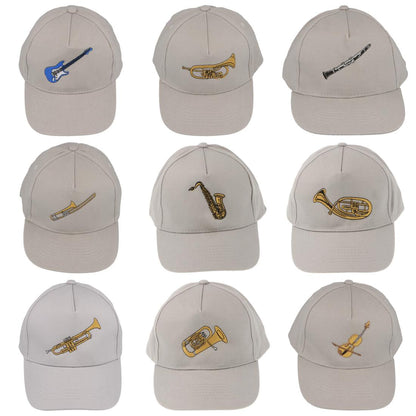Baseball-Cap mit eingestickten Instrumenten, grau, Baumwolle