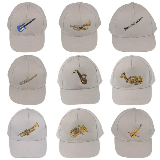Baseball-Cap mit eingestickten Instrumenten, grau, Baumwolle