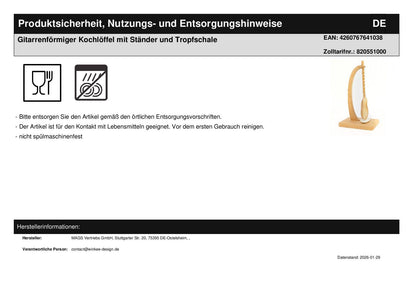 Gitarrenförmiger Kochlöffel mit Ständer und Tropfschale