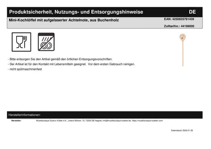 Weihnachtliches Geschenkset mit Keksstempel, Ausstecher Achtelnote, Mini-Kochlöffel und Gewürz