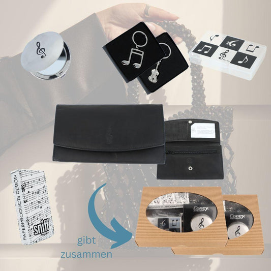 Handtaschen-Set mit Leder-Geldbörse, Schlüsselanhänger und mehr