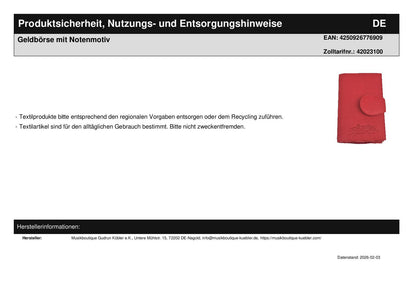 wallet with music note motif