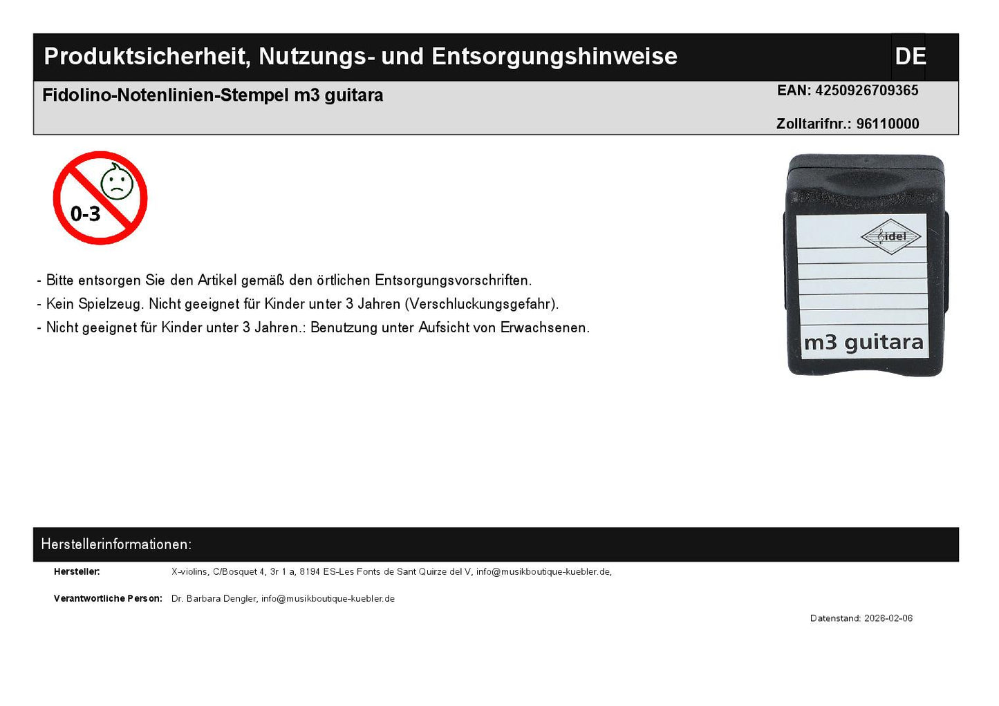 Fidolino-Notenlinien-Stempel m3 guitara