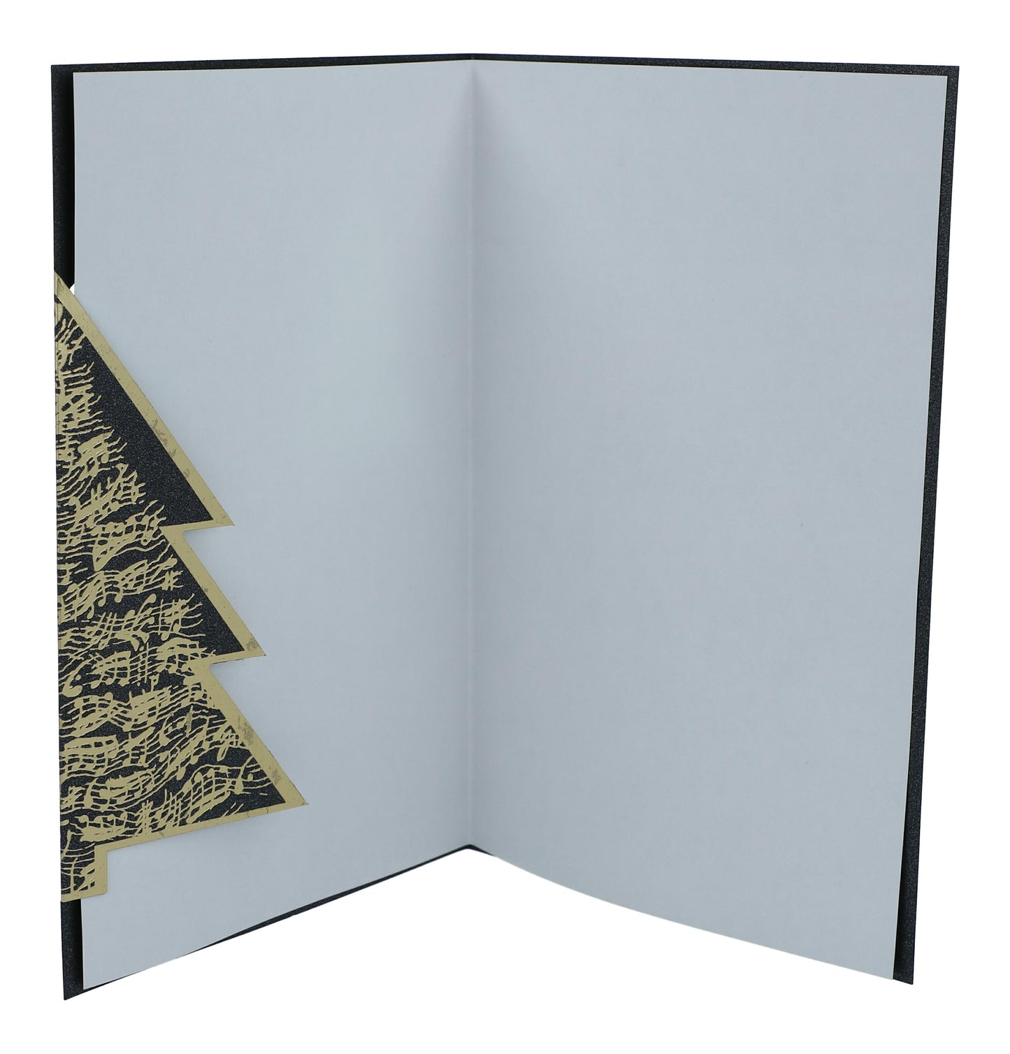 Doppelkarte Weihnachtsbaum mit Notenlinien, rot-gold