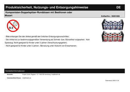 Komponisten-Doppelspitzer-Runddosen mit Beethoven oder Mozart