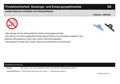 Jumbo clip with notes and treble clef