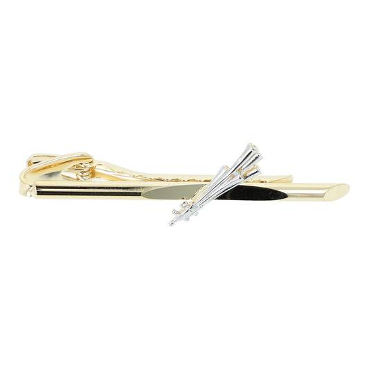 Golden tie clip with silver-plated shawm