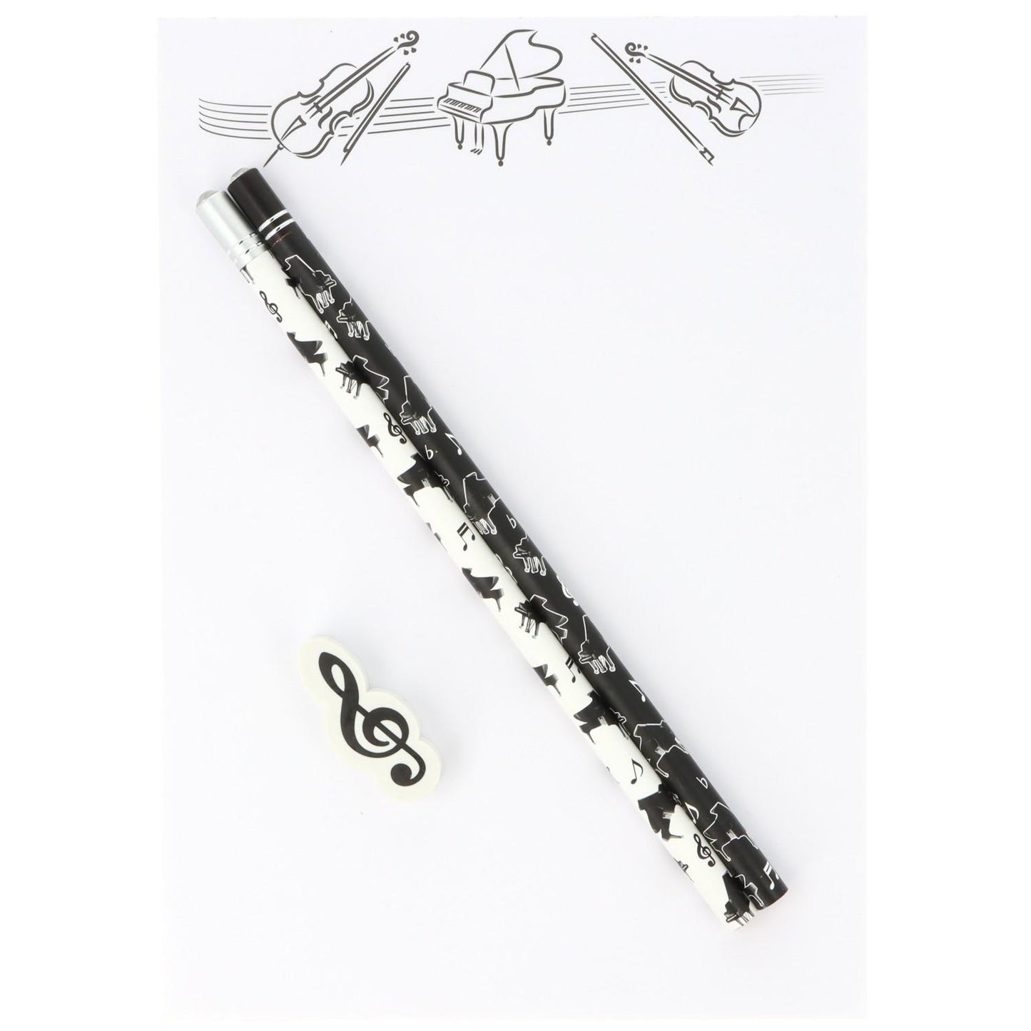 Schreibset mit Notizblock A5 "Orchester", Bleistiften und Radiergummi