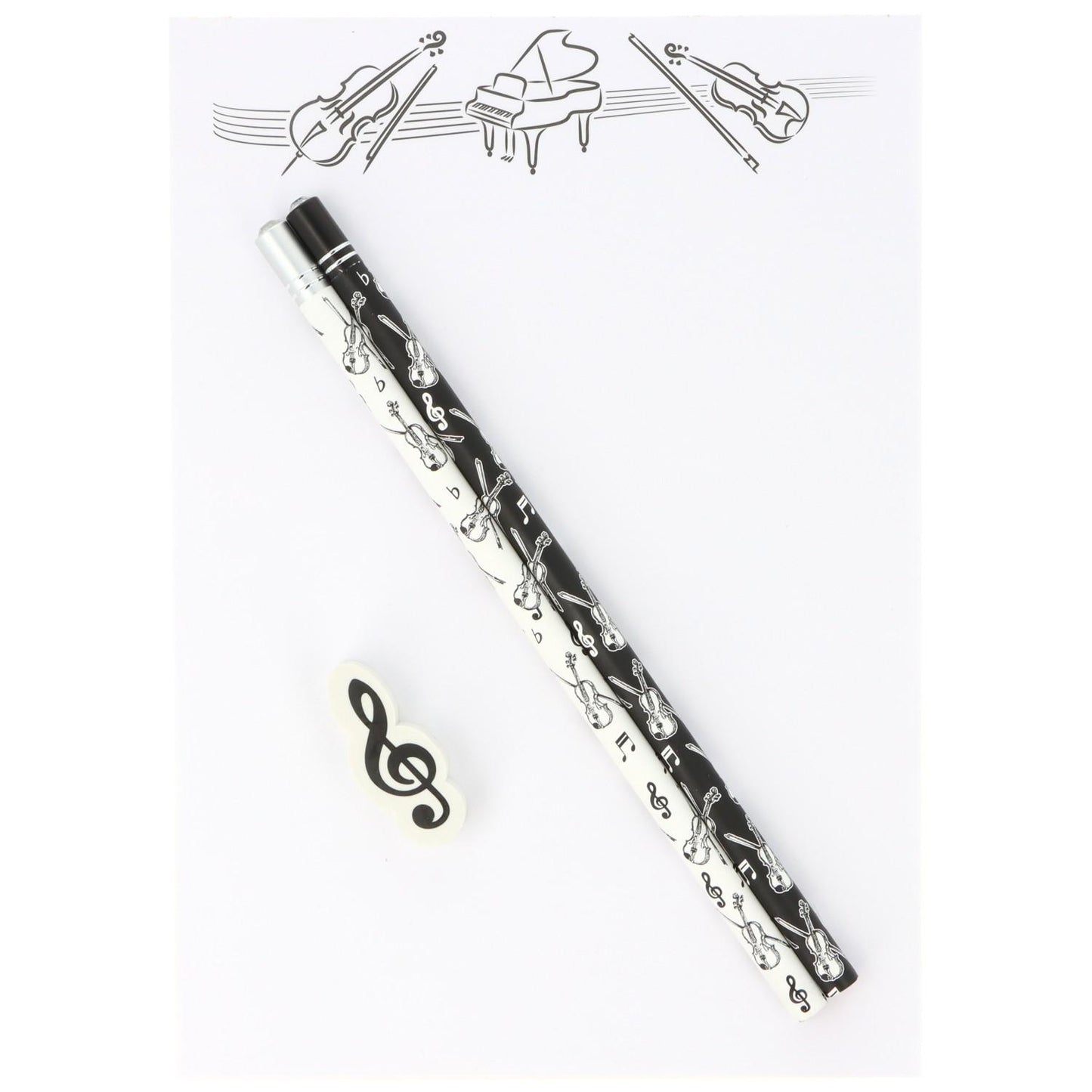 Schreibset mit Notizblock A5 "Orchester", Bleistiften und Radiergummi