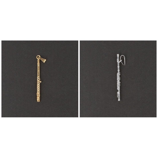 Flute pendant, without chain, silver-plated or gold-plated