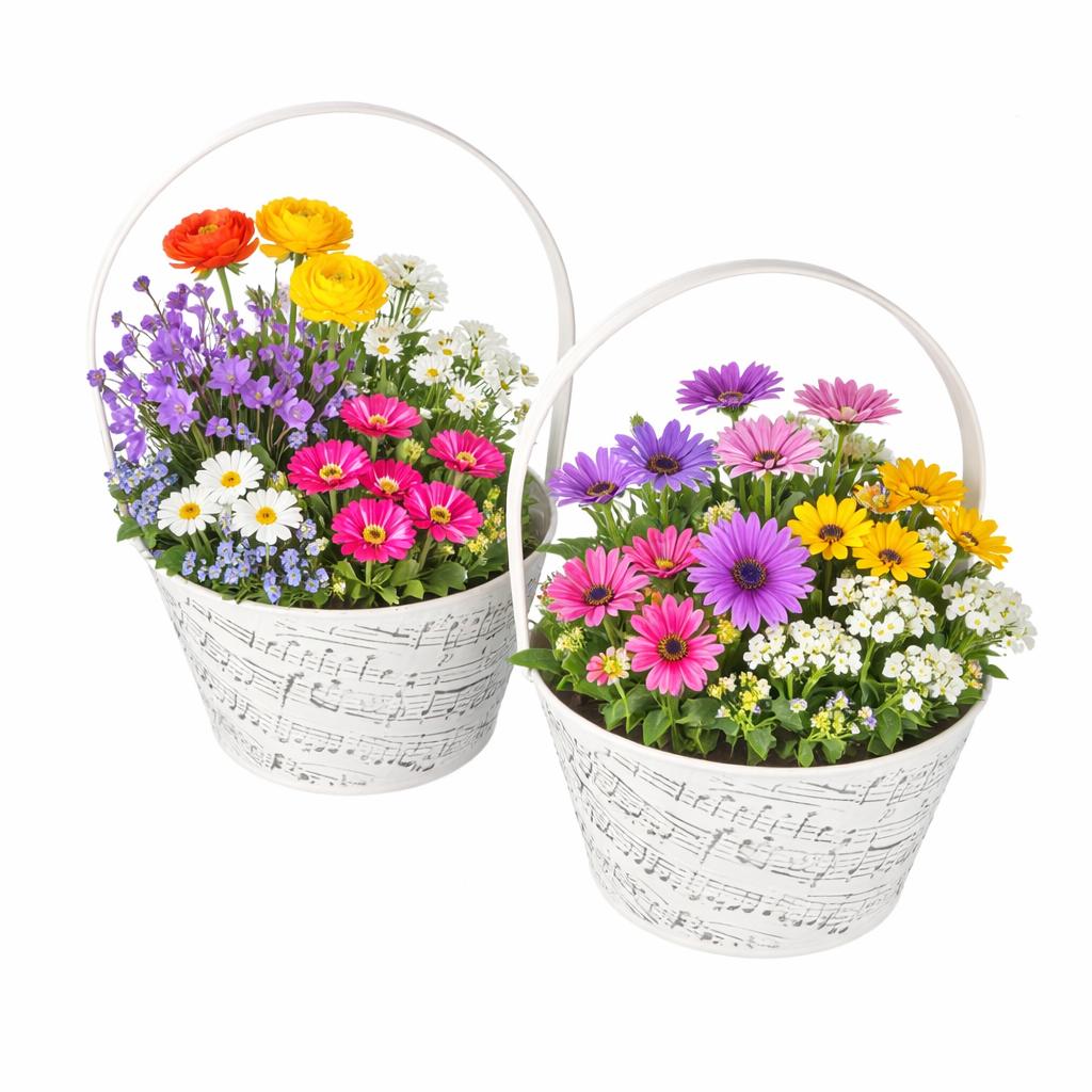 2 x Metall-Henkelkörbchen mit geprägten Noten- 2 Größen