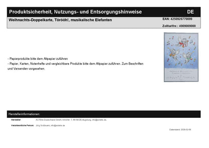 Weihnachts-Doppelkarte, Törööh!, musikalische Elefanten