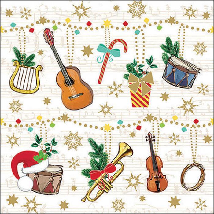 Servietten Christmas Instruments