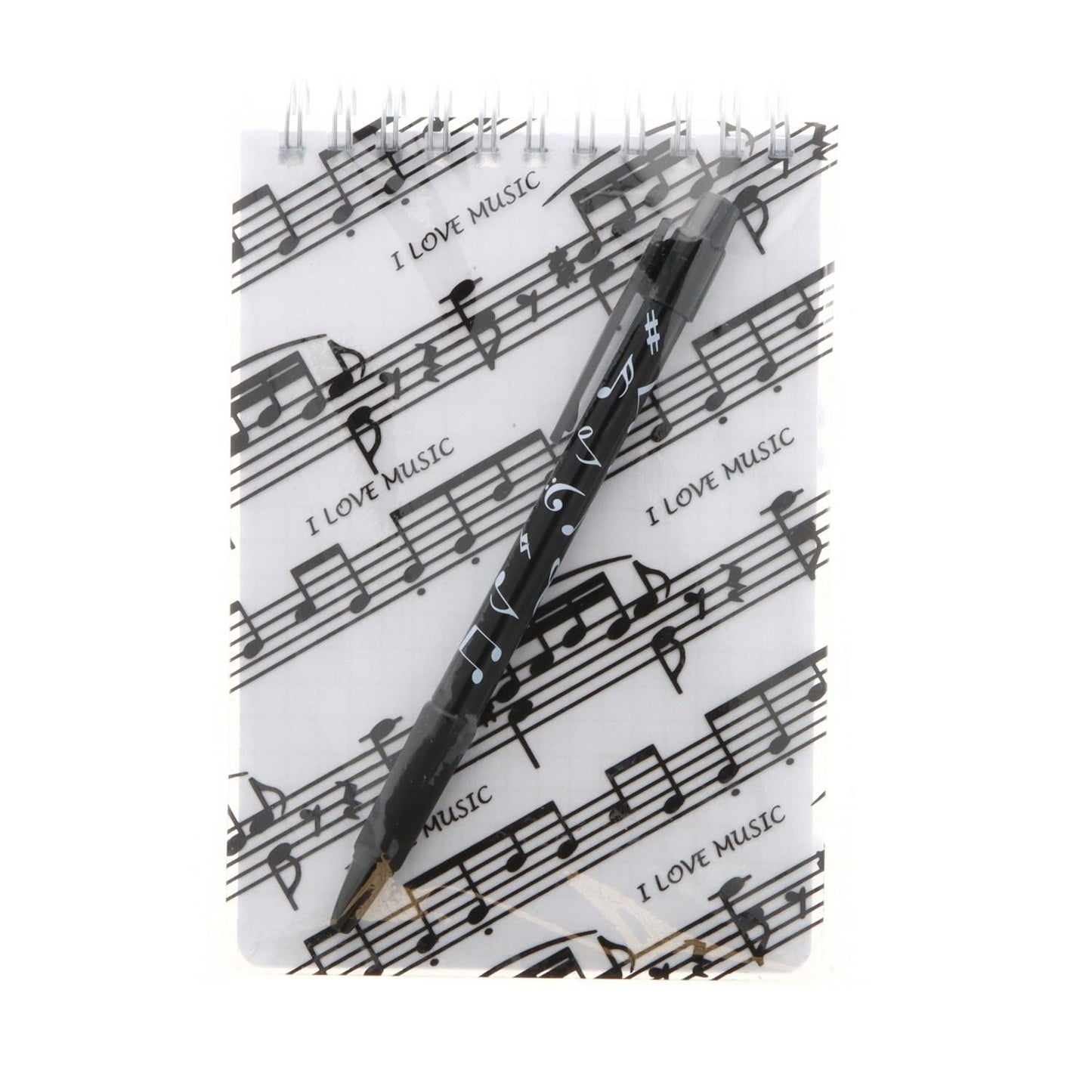 Schreibset mit Notenlinien-Spiralblock und Kugelschreiber Notenmix