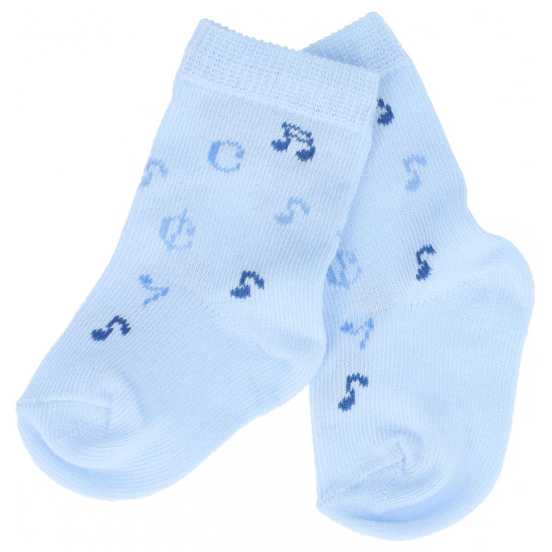 Music baby socks with notes in light blue