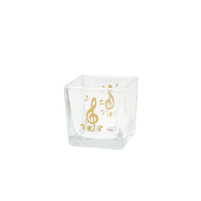 quadratisches Teelichtglas mit Violinschlüssel, Windlicht