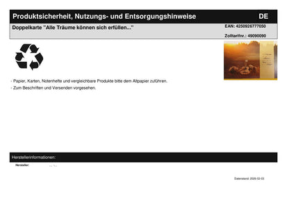 Doppelkarte "Alle Träume können sich erfüllen..."