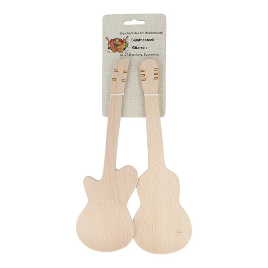 Gitarren-Salatbesteck aus Buchenholz
