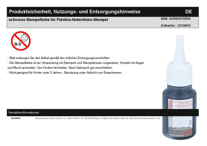 schwarze Stempelfarbe für Fidolino-Notenlinien-Stempel