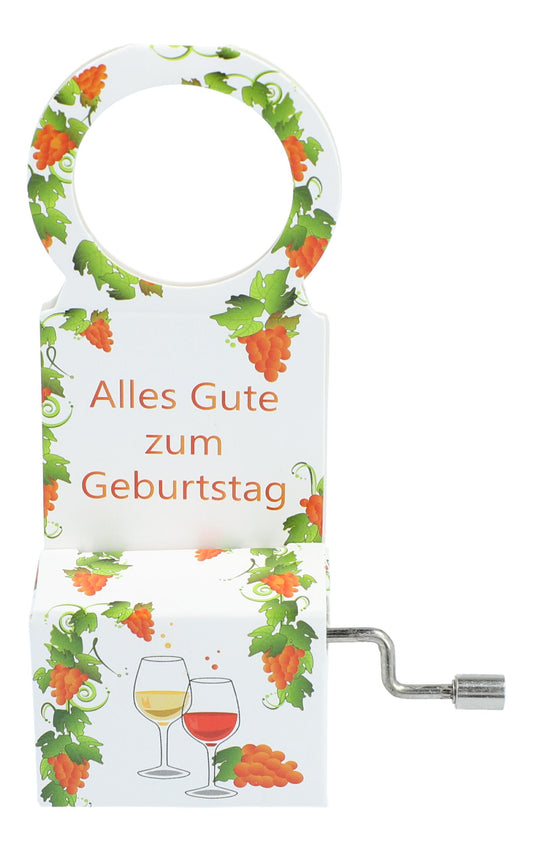 Spieluhr "Happy Birthday" als Geschenkanhänger für Flaschen