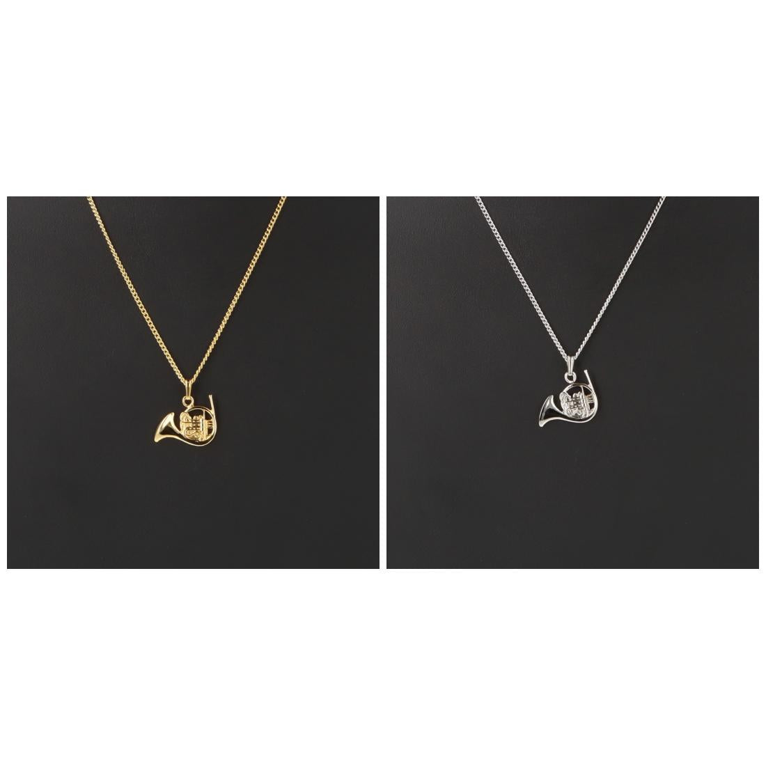 Horn-Anhänger, mit Kette, versilbert oder vergoldet