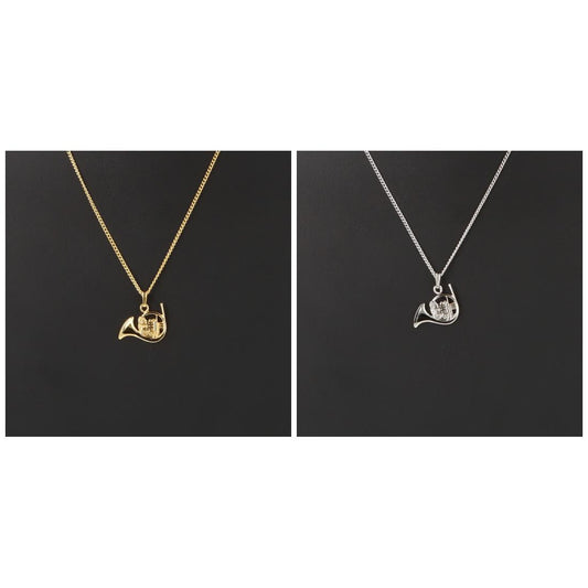 Horn pendant, with chain, silver-plated or gold-plated